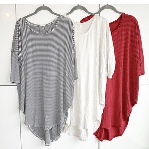Anthropologie 3 Tunic Tops Size Small Bundle 1/2 Sleeve Red Cream Black